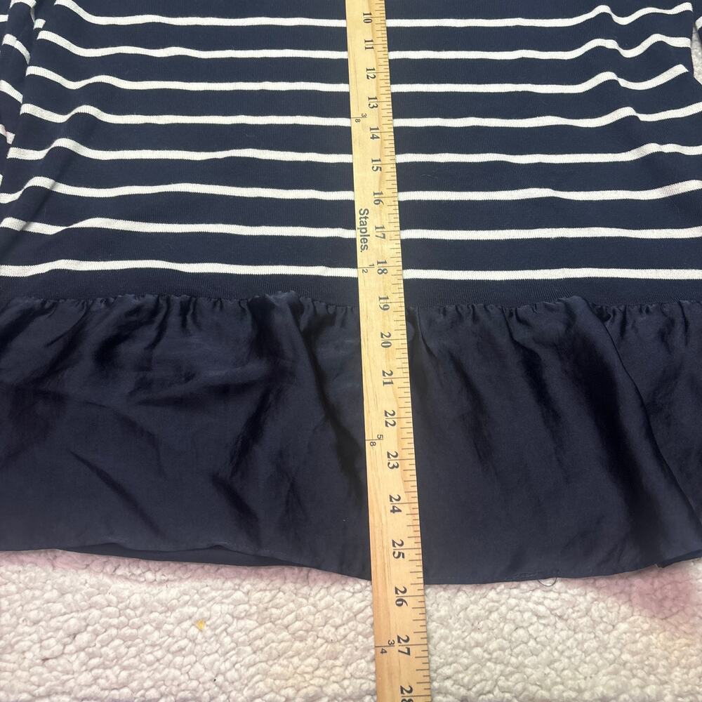 DKNY Top Womens XL Black White Striped Peplum V-Neck Knit Long Sleeve NWT - Picture 8 of 10